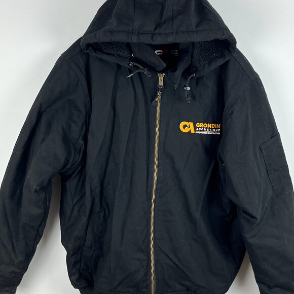 CX2 Winter Bomber Jacket Size 2XL Black Full Zip Long Sleeve Hooded Lined Insula - Picture 1 of 9